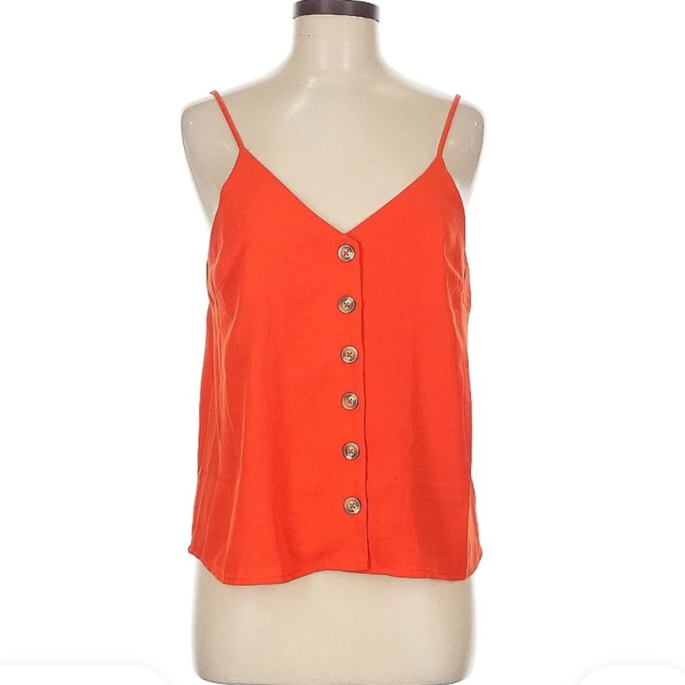 Paper Crane Red Button-Front Camisole